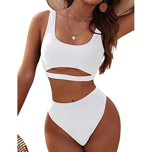 Blooming Jelly Women's High Waisted Bikini Sets Cut Out Bathing Suit