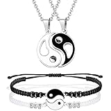 【El paquete incluye】Obtendrás 2 piezas de brazaletes de cordón ajustable Yin Yang a juego y 2 collares colgantes, combinaciones ideales para tu uso.