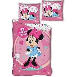 Camas De Minnie Mouse Para Niñas AYMAX S.P.R.L. Minnie - Juego de Cama (Funda nórdica de 140 x 200 cm y Funda de Almohada de 63 x 63 cm, poliéster)