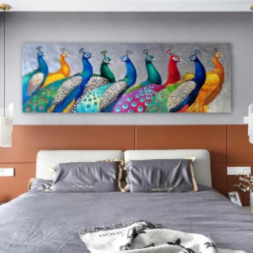 Impression sur toile paon colorée grand format pour art mural - 4