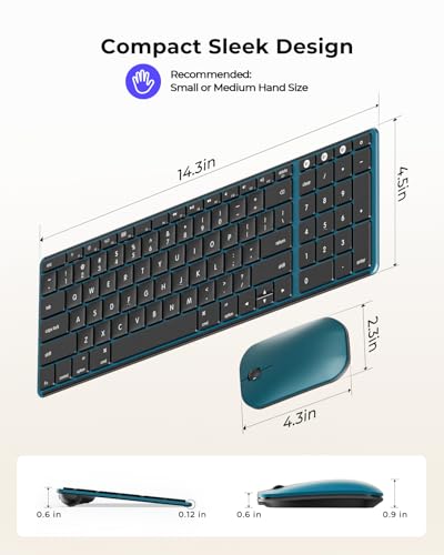 Image of seenda SKM64-2 Bluetooth Wireless Keyboard and Mouse Combo for Mac, Silent | Triple Bluetooth for 3-Device Switching, Rechargeable, Compact Slim Combo for MacBook Pro /Air iPad iPhone, Black Blue