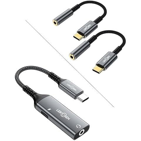 LERTOSEN USB Type C to 3.5mm Female Headphone Jack Adapter 2 Pack + USB C to 3.5mm Headphone and Charger Adapter (Bundle) Cover