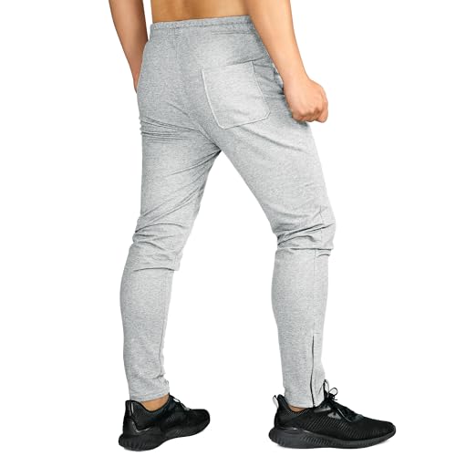 Image of BROKIG Mens Zip Joggers Pants - Casual Gym Workout Track Pants Comfortable Slim Fit Tapered Sweatpants with Pockets | Slim Tapered Fit Breathable Stretch Athletic Track Pants for Sport Training Running Hiking and Daily Active or Causal Wear