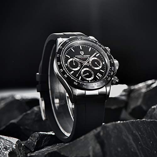 PAGANI DESIGN Daytona Homage Men's Quartz Watches Japan Movement Ceramic Bezel Stainless Steel Band Screw-in Crown Waterproof Sport Chronograph Watch