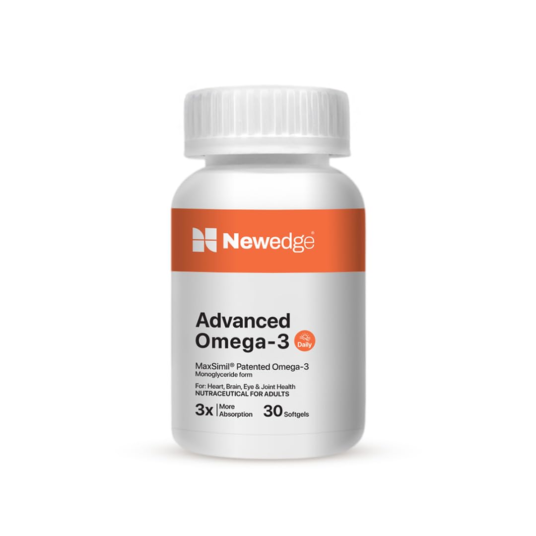 Newedge Triple Strength Omega 3 Capsule | Fish Oil Capsules for Men & Women | For Heart, Eye, Joints & Brain Health | EPA 295.50 mg DHA 130 mg Maxsimil 650mg - 30 Softgels (Pack of 1) (B0D2P4GFMW) Amazon Price History, Amazon Price Tracker