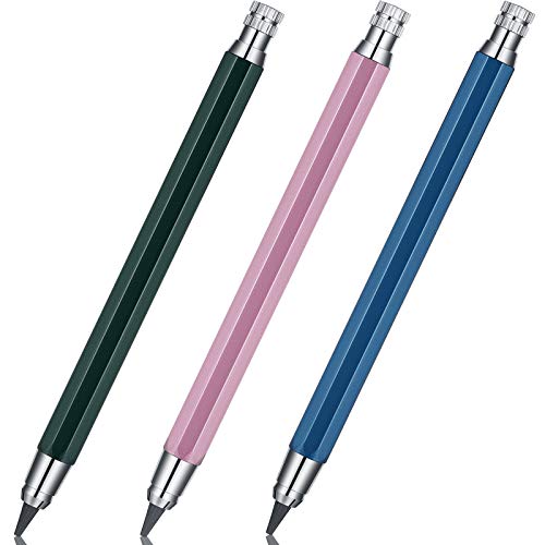Image of 3 Pcs 5.6 mm Lead Holder Mechanical Pencils Sketch up Automatic Clutch Graphite Pencil with Built-in Sharpener Lead Pencil For Construction, Draft Drawing, Crafting, Art Sketching(Pink, Green, Blue)