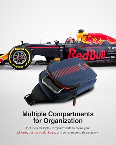 Image of CG MOBILE RedBull Racing Universal Phone Bag Official Licensed, Crossbody Nylon Phone Pouch with PowerBar, Impact-Resistant Protective Phone Holder for Men & Women - Navy