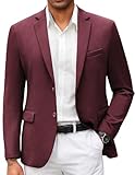 COOFANDY Men's Casual Suit Jacket Two Button Slim Fit Sport Coat Business Lightweight Formal Blazer Burgundy