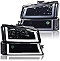 CNNELL Upgraded Headlight Assembly LED DRL Compatible with 2003 2004 2005 2006 Chevy Avalanche/2003-2007 Silverado 1500 2500 3500 1500HD 2500HD(Smoky lens Black Housing Clear Reflector)