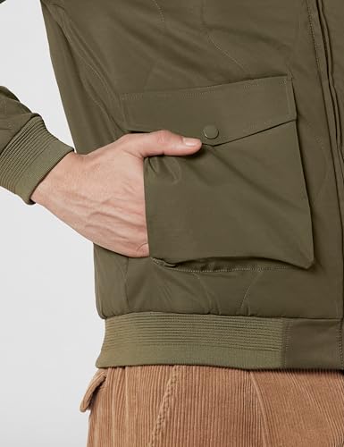 Image of Qube By Fort Collins Men's Fur Collar Bomber Jacket - Padded Quilted Puffer Winter Jacket for Men | Full Zip Warm Aviator Jacket with Sherpa Collar & Flap Pockets for Winter Wear & Daily Use