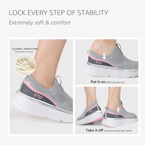 STQ Slip on Sneakers Women Walking Shoes with Arch Support Memory Foam 6