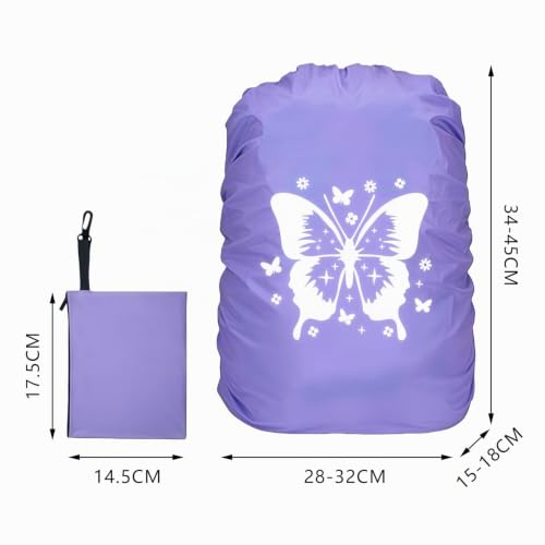TaleMoon Regenschutz Rucksack Kinder,30-40L Schulranzen Regenhülle Wasserdicht Lila… – Ansicht 2