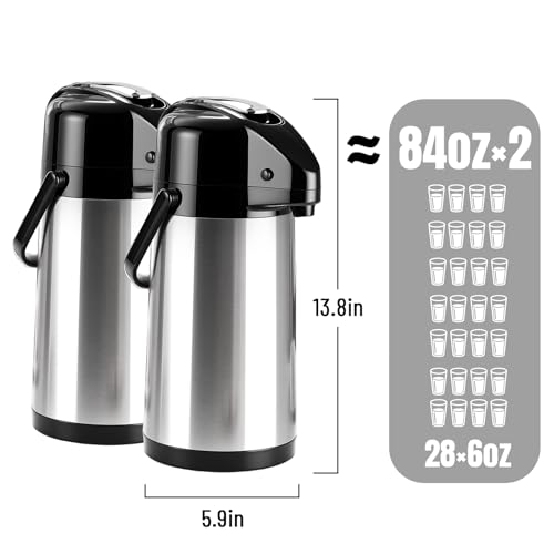 Image of Upgraded Airpot Coffee Carafe with Double Pump - 84oz /2.5L Coffee Carafe for Keeping Hot, Beverage Dispenser for Hot /Cold Beverage (2, Stainless Steel Color)