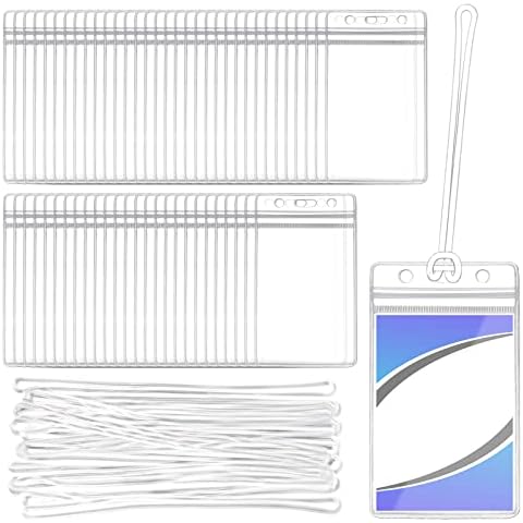 Ira Pollitt 50 Pieces Clear Plastic Luggage Identification Tags ID Identifier Labels and 50 Pieces Plastic Luggage Loops Travel Straps for Business Travel Supplies (11.5 x 6.5 cm) Cover