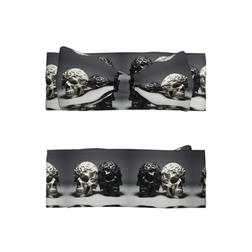 Black and white skulls Picture Baby Bow Headband - Super Stretchy Soft Bows Hair Accessories for Newborn Infant Toddlers Kids Girls - Elastic and Skin-Friendly2
