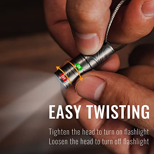 KeyUnity KF00 Titanium Mini Keychain LED Flashlight, 15 Lumens Waterproof Electric Torch Light Single Mode for Camping, Hiking, Climbing, Fishing (KF00 Suminagashi Pattern)