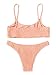 SweatyRocks Women's Sexy Bathing Suit Solid Color Halter Shirred Bikini Swimsuit Apricot S