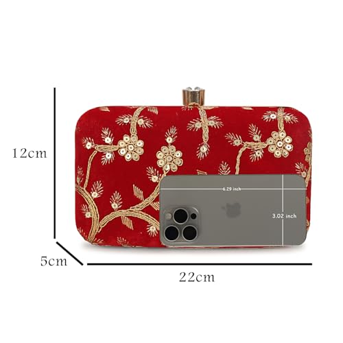 Image of LONGING TO BUY Hand Crafted Designer Box Clutch - Zari Embroidery For Women
