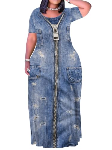 Image of Plus Size Maxi Dresses for Curvy Women T-Shirt Summer Sun Dresses Loose Fit