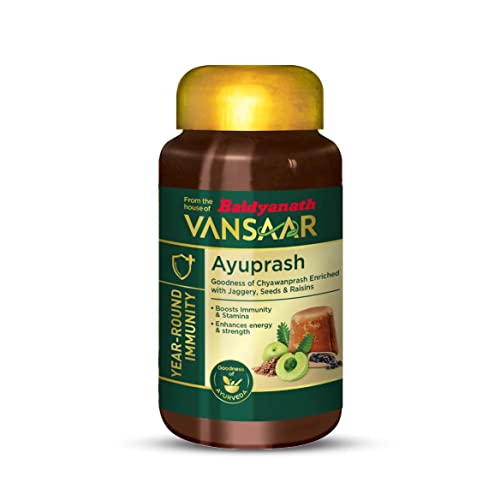 Vansaar Ayuprash – 500g (From the House of Baidyanath) – Chyawanprash enriched with Jaggery, Honey, Sunflower Seeds, Flax Seeds & Raisins | Omni-Protection & Immunity| Supports Respiratory Health Vansaar Ayuprash – 500g (From the House of Baidyanath) – Chyawanprash enriched with Jaggery, Honey, Sunflower Seeds, Flax Seeds & Raisins | Omni-Protection & Immunity| Supports Respiratory Health