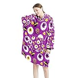 Sweat à capuche surdimensionné pour femme, sweatshirt confortable pour Halloween, motif boule aux yeux roses et sucettes-01, Multicolor, taille unique