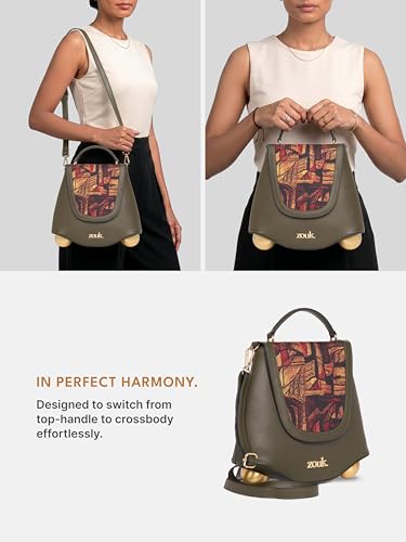 Image of ZOUK Women's Svara Sling Bag | Vegan Leather Bag | Crossbody + Top Handle with Adjustable Strap | Evening & Festive