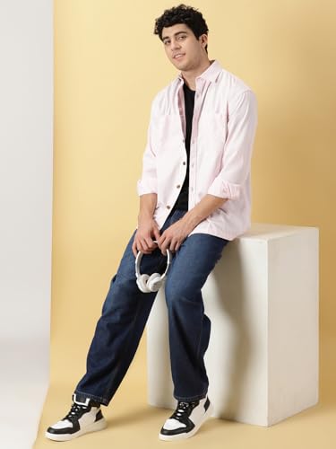 Image of Thomas Scott Men's | Solid | Full Sleeve | Oversized Fit | Cotton Blend | Spread Collar | Casual Shirt
