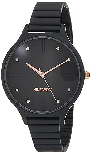 Montre Nine West en caoutchouc gris avec cristaux fins : l'art du détail minimaliste
