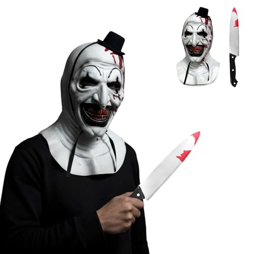 Joyincoser Masque d'horreur Halloween – Masque effrayant extrême en latex deluxe de clown tueur pour cosplay, carnaval et maison hantée (B)