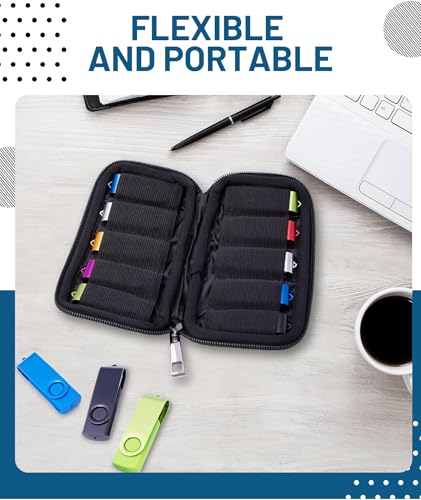Image of Pendrive Case, 10 Slot USB Flash Drive Organizer, Compact Pendrive Holder for Tech Professionals, Students, Travelers, Black