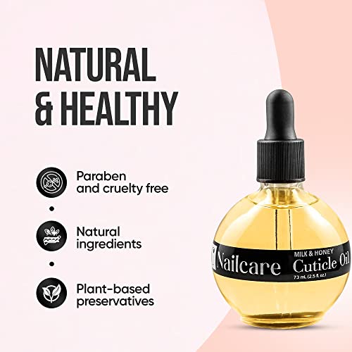 C Care Milk And Honey Cuticle Oil For Nails - Nail Oil - Large 2.5 Oz Bottle - Moisturizes And Strengthens Nails And Cuticles - Dropper & Brush Included #TOP5