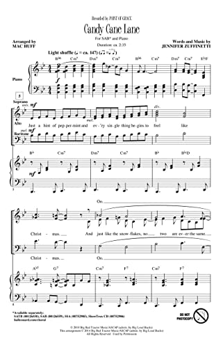 Candy Cane Lane livret de chant choral pour chorale de Noël