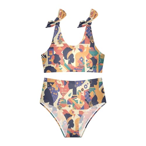 Beautiful African Woman Girls 2 Piece Kids Bikini Set Beach Swimsuit Swimwear Adjustable Shoulder Strap3