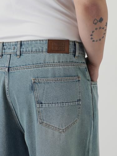 Image of Urbano Plus Men's Loose Baggy Fit Heavy Washed Jeans Non-Stretchable