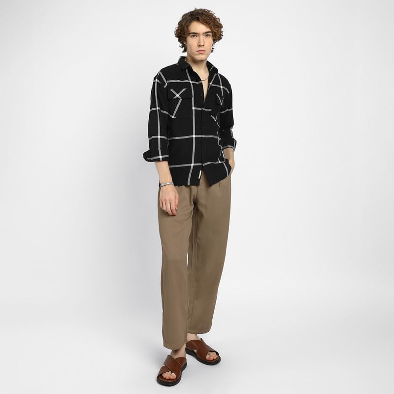 Image of CAHOOT Men's Shacket for Casual Wear | Spread Collar | Long Sleeve | Button Closure | Overshirt /Shacket Crafted with Comfort Fit for Everyday Wear