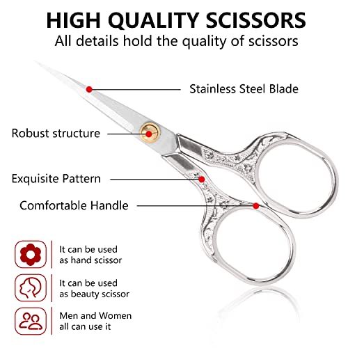Vintage Embroidery Sharp Scissors 2 Pack, 5 Inches Craft Sewing Scissor Pointed Stainless Steel Multipurpose Detail Beauty Shears For Office Home Household Kitchen School Student Supplies #TOP2