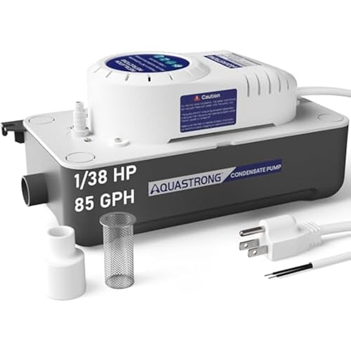 Aquastrong 1/38 HP 85 GPH HVAC Condensate Pump, 115V/230V, Automatic Safety Switch, 20 FT Lift AC Condensate Removal for Air Conditioner, Furnace, Dehumidifier, 3.3' Power Cord