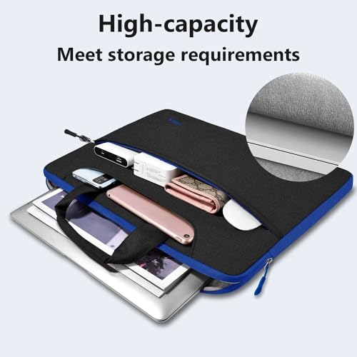 Image of Hseok Laptop Shoulder Bag 13 13.3 14 Inch Case Compatible with MacBook Pro /Neo 14 inch M5 /M4 /M3 /M2 /M1,Mac Air /pro /Neo 13 inch and Most 13 13.3 14 Notebooks,Spill-Resistant Briefcase,Black & Blue