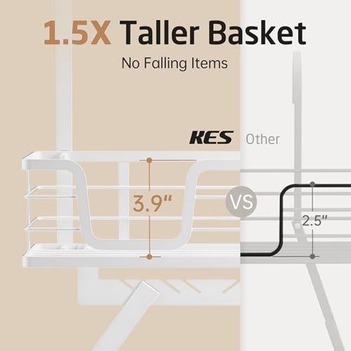KES Over The Door Ironing Board and Iron Hanger, White Ironing Board Holder Fit for 1 3/4 Doors, Behind Door Hanger with Hooks Storage Y or T Shape Iron Board, HIR501B-WH by KES - Image 5