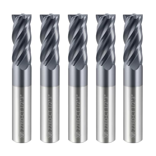 Image of 1 /2 Inch HRC55 Square End Mills-4 Flute TiALSiN Coating for Milling Alloy Steels, Hardened Steel, Metal etc.(5 Pcs)