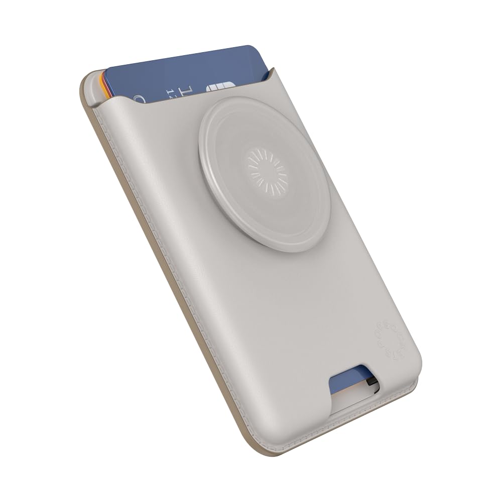 PopSockets Etui na telefon z rozszerzalnym uchwytem i pierścieniem adaptera do MagSafe®, uchwyt na karty, umożliwia ładowanie bezprzewodowe, portfel obsługujący MagSafe®, kolor Horchata