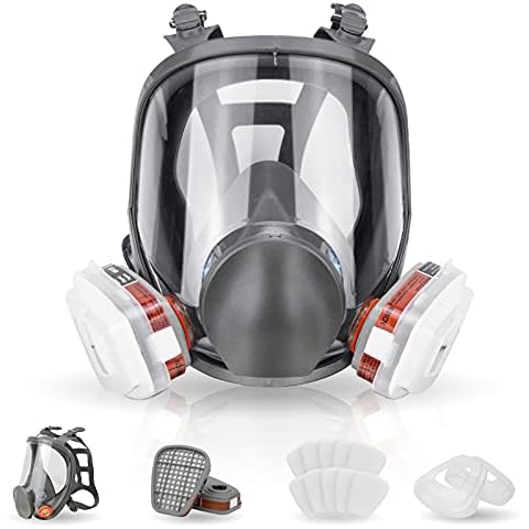 ZXICH Full Protection Mask, Respirator Mask, Reusable Protective Mask with Activated Carbon Filter for Painting, Protects Against Gas, Paint, Dust, Chemicals and Other Work Protection Cover