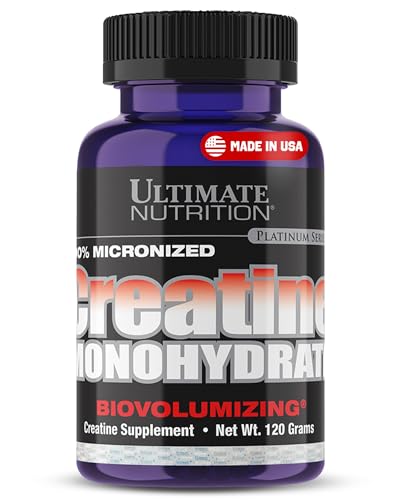 Ultimate Nutrition Unflavored Micronized Creatine Monohydrate Powder for Men & Women, 120g - Workout Performance Supplement for Muscle Growth & Strength Building - Keto-Friendly & Gluten-Free