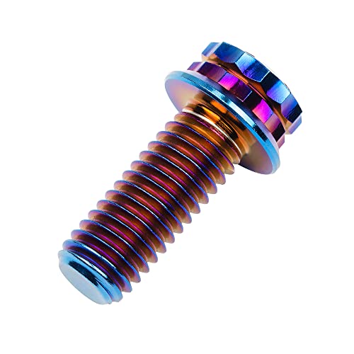 Image of Titanium Flange 12 Point Head M8 x15 20 25 30 35 40 45 50 55 60 65mm Screw Bolt Pack of 4 (M8x20mm, Burning Blue)