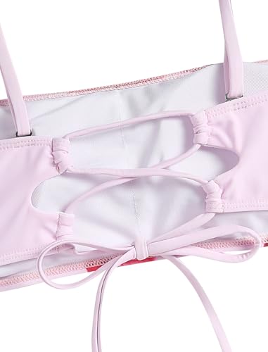 Image of ZAFUL Women's High Cut Bandeau Bikini Set Strapless Solid Color 2 Pieces Bathing Suit Swimsuit