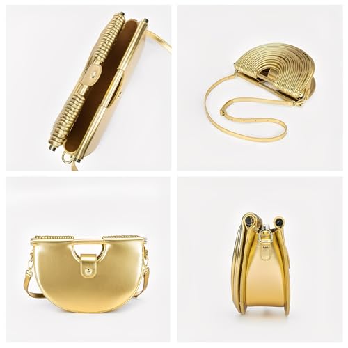 Image of Elegant Half Round Chinc Woven PU Leather Lou Top Handle Bag for Women Formal Evening Clutch Purses