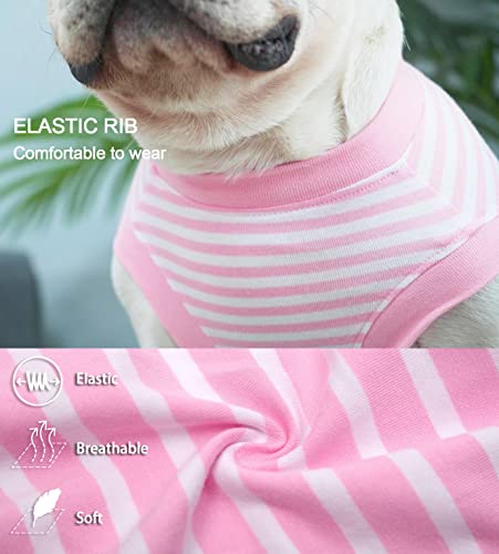 Image of Dog Pink Recovery Suit for Large Female Spay,Male Dog Surgery Suit,Narrow Pink-White L