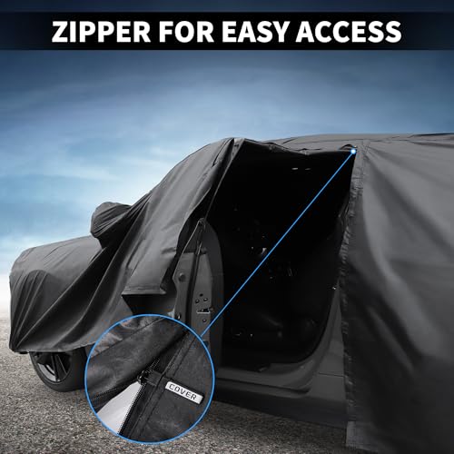 Image of X AUTOHAUX Car Cover Outdoor Waterproof Sun Rain Snow Hail Protection with Left Side Door Zipper 210D-PU for Mazda CX-90