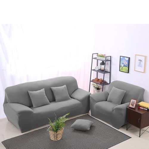 Funda sofá elástica gris plazas protectora antideslizante lavable cubierta para decoración salón 6