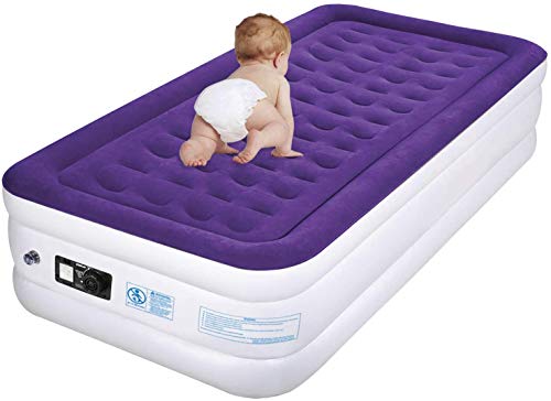Twin Air Mattress with Built in Pump, Inflatable Mattress for Guests & Camping, Blow Up Mattress Elevated Airbed with Storage Bag